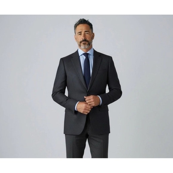 Luciano Carreli Italy Men 48R Checker Black Blazer 100% Wool Money Dressy Formal - Picture 6 of 6